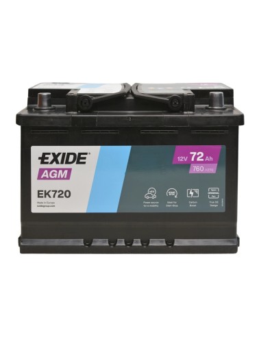 EK720 Batteria AGM Exide 70Ah 760 A Positivo Destra L03 B13