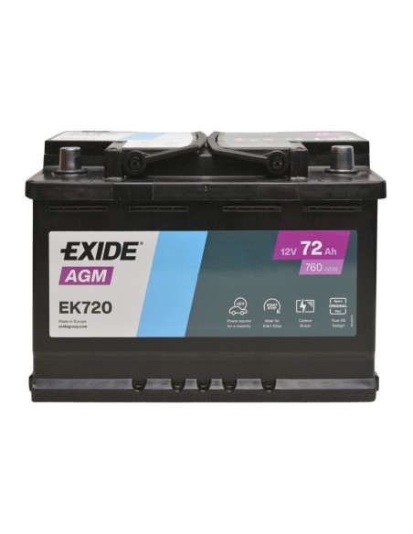 EK720 Batteria AGM Exide 70Ah 760 A Positivo Destra L03 B13
