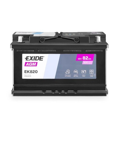 EK820 Batteria AGM Exide 80Ah 800 A 12v Positivo Destra