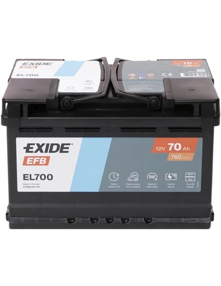 EL700 Batteria Auto EXIDE Start & Stop 12v 70 Ah 760 Spunto 278x175x190 mm